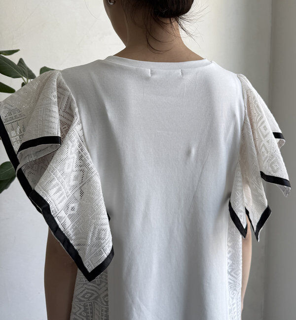  「【WEB限定】レース切替トップス」|Tシャツ・カットソー|