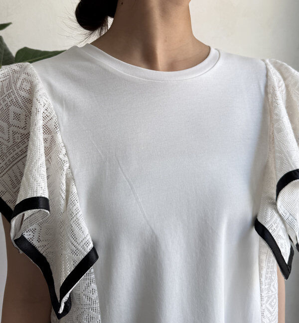  「【WEB限定】レース切替トップス」|Tシャツ・カットソー|