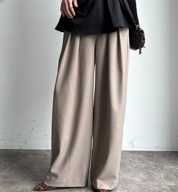  「メランジタックワイドパンツ」|チノ|グレージュ