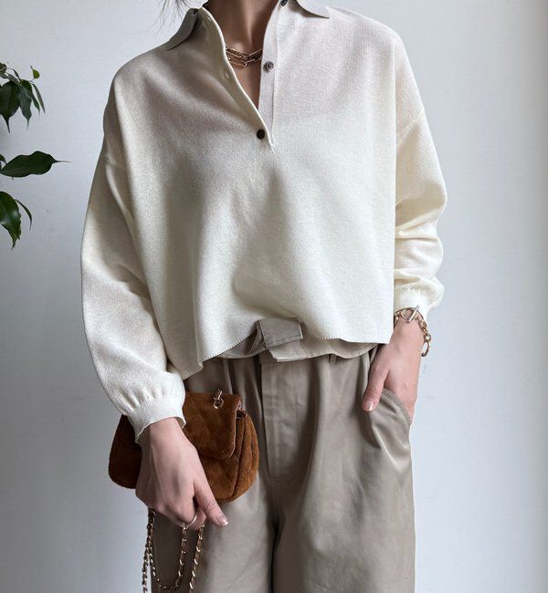  「鹿の子編み襟付ニット」|ニット・セーター|