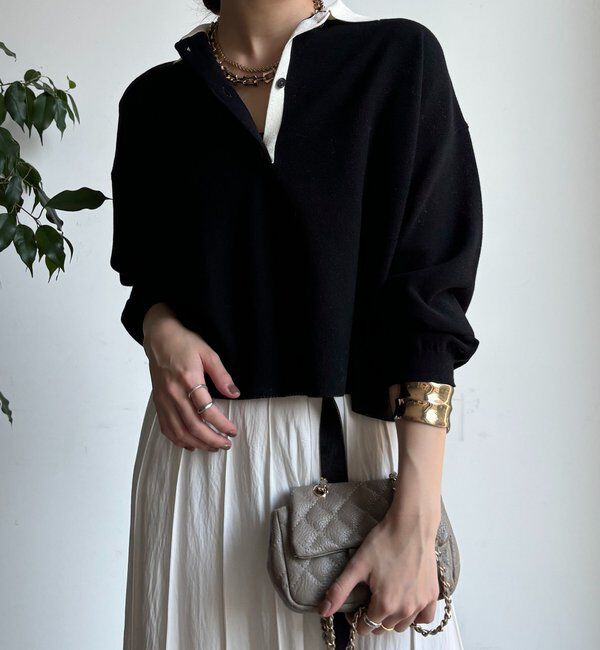  「鹿の子編み襟付ニット」|ニット・セーター|