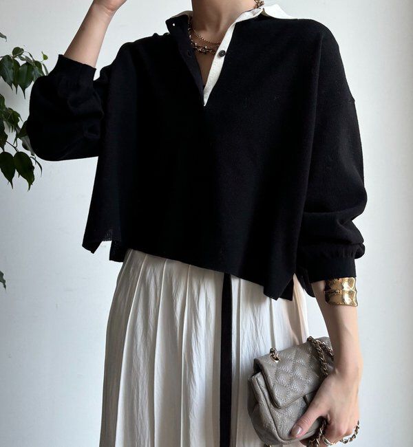  「鹿の子編み襟付ニット」|ニット・セーター|