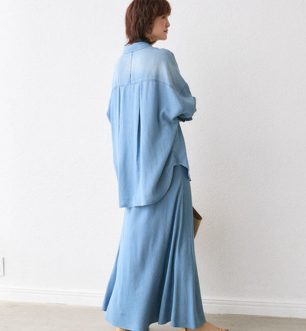  「【セットアップ可/真夏も快適！】ドレーピーデニムシャツ」|シャツ・ブラウス|