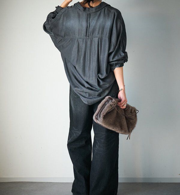  「【セットアップ可/真夏も快適！】ドレーピーデニムシャツ」|シャツ・ブラウス|