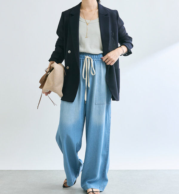  「【セットアップ可】ドレーピーデニムワイドパンツ」|チノ|