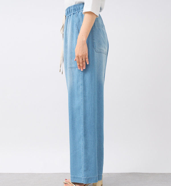  「【セットアップ可】ドレーピーデニムワイドパンツ」|チノ|