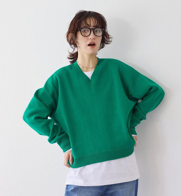  「【A・MONN(アモン)】Vネックニットプルオーバー」|ニット・セーター|