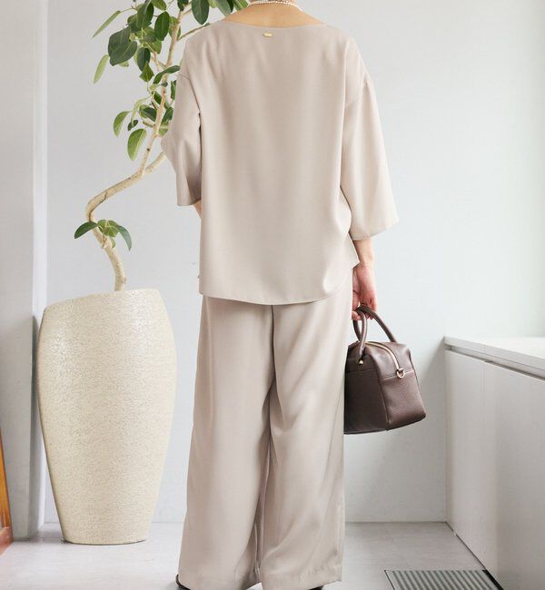  「【セットアップ対応可】ダブルサテンハーフスリーブブラウス」|シャツ・ブラウス|