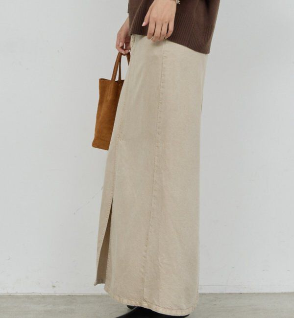  「【セットアップ対応】リヨセルスリットスカート」|スカート|ベージュ