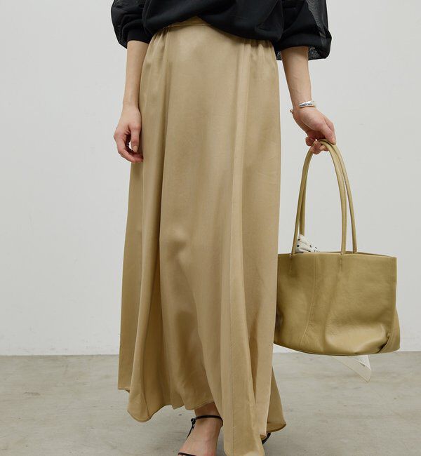  「【楽ちん&times;エレガント】【セットアップ対応】キュプラフレアスカート」|スカート|