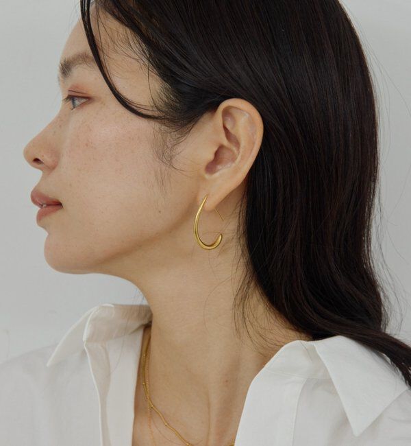  「ステンレス カーブフープピアス」|リング|ゴールド
