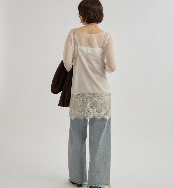 レースサテンキャミ AZUL BY MOUSSY | レースフレアサテンキャミ (キャミソール ) |SHEL