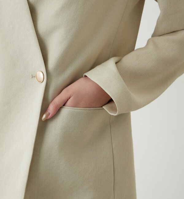  「麻調合繊ノーカラージャケット」|テーラードジャケット|