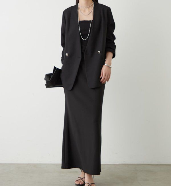  「麻調合繊ノーカラージャケット」|テーラードジャケット|