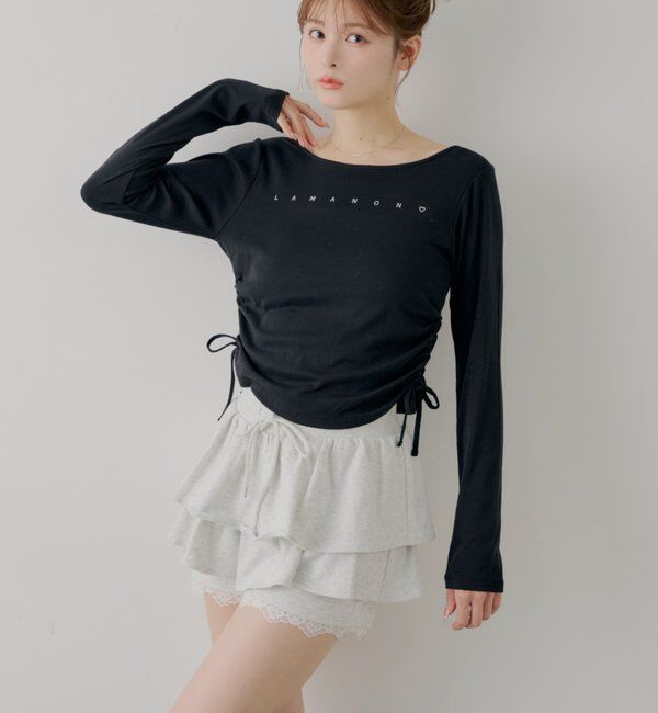  「レイヤードスウェットティアードショートパンツ」|チノ|