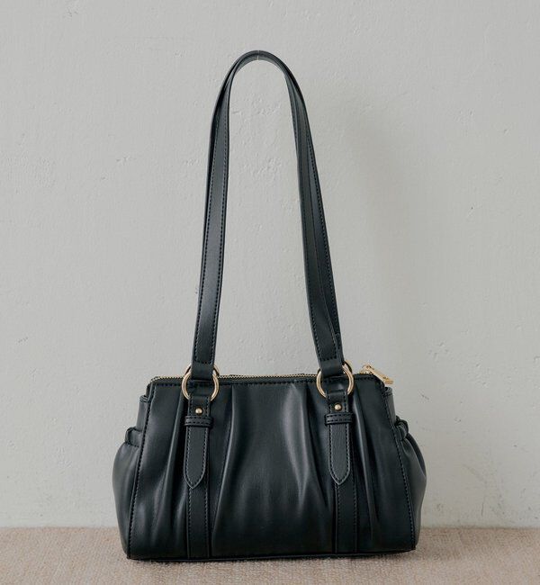  「チャーム付きタックデザインボストンバッグ」|ボストンバッグ|