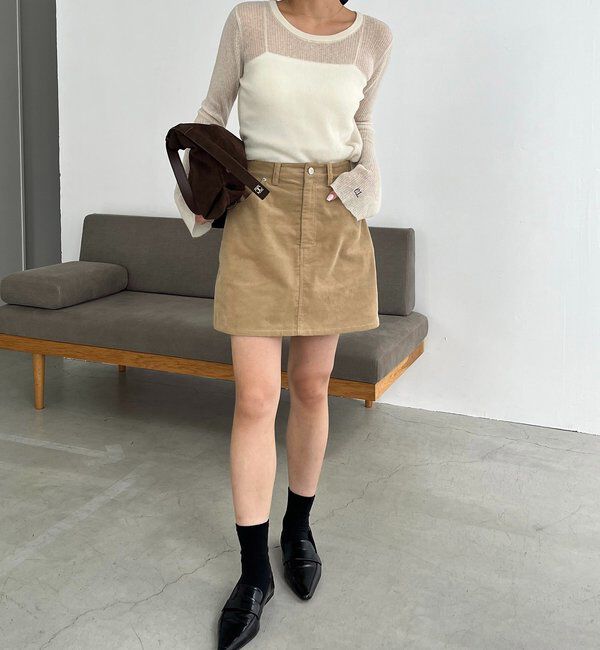  「【新色/レイヤード対応】コーデュロイ台形スカート」|スカート|