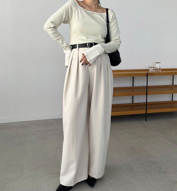  「ボーダー袖ボタンロンT」|Tシャツ・カットソー|