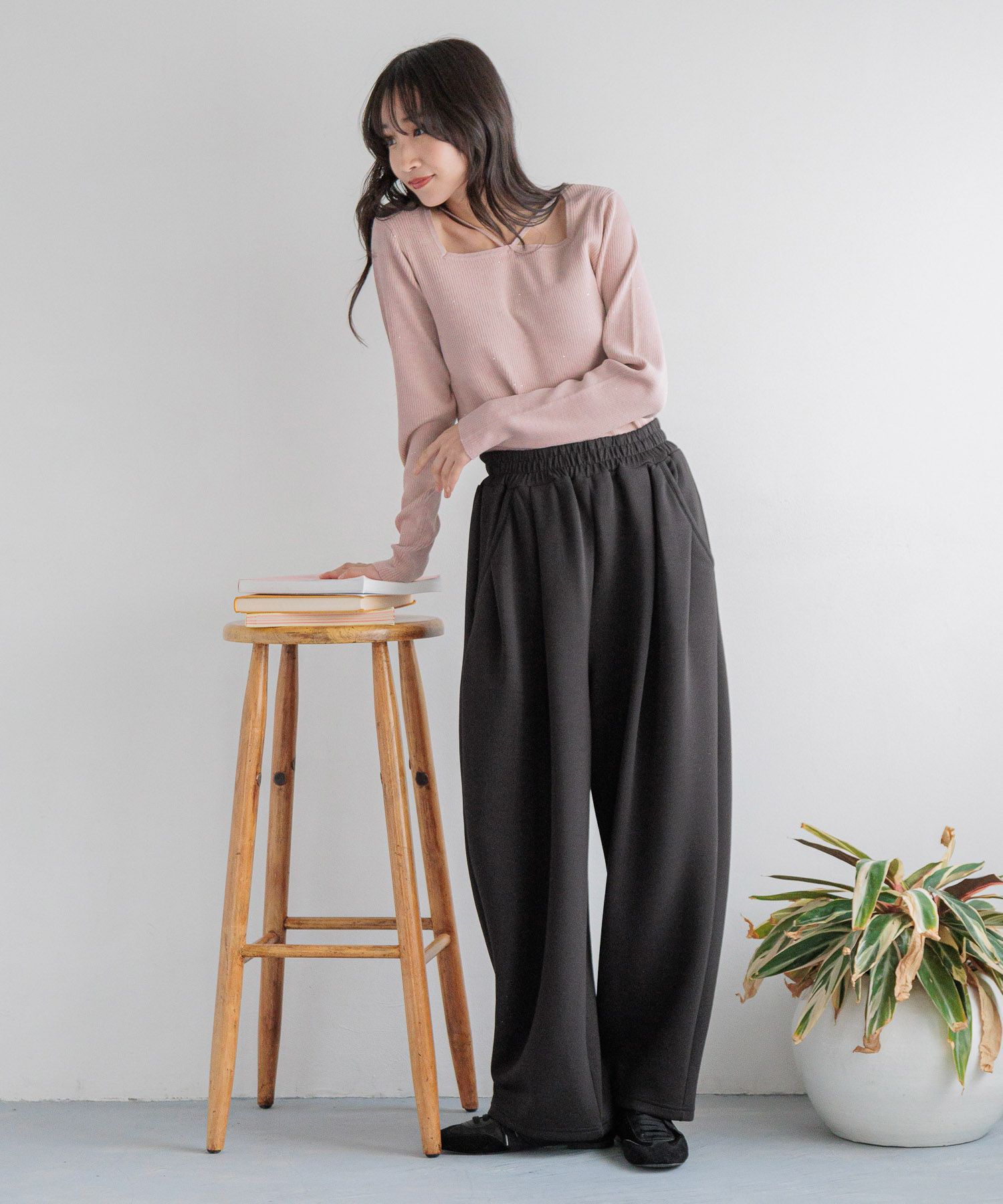 LOWRYS FARM「カットイージーコクーンパンツ」|チノ|