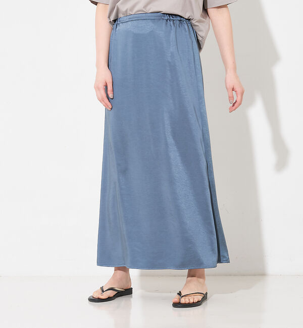 collex「【WEB限定】サテンロングフレアスカート」|スカート|ブルー