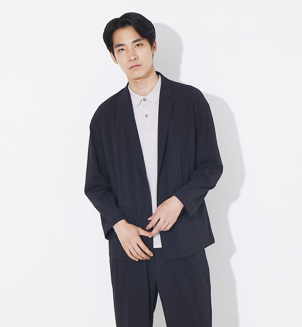 ABAHOUSE「【セットアップ対応】接触冷感＆4WAYストレッチ ナイロン イージージャケット」|その他|ブラック