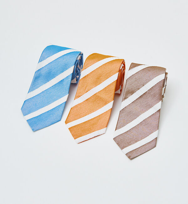 ABAHOUSE「【定番】カラーレジメンタル コットンシルク ネクタイ」|ネクタイ・蝶ネクタイ|