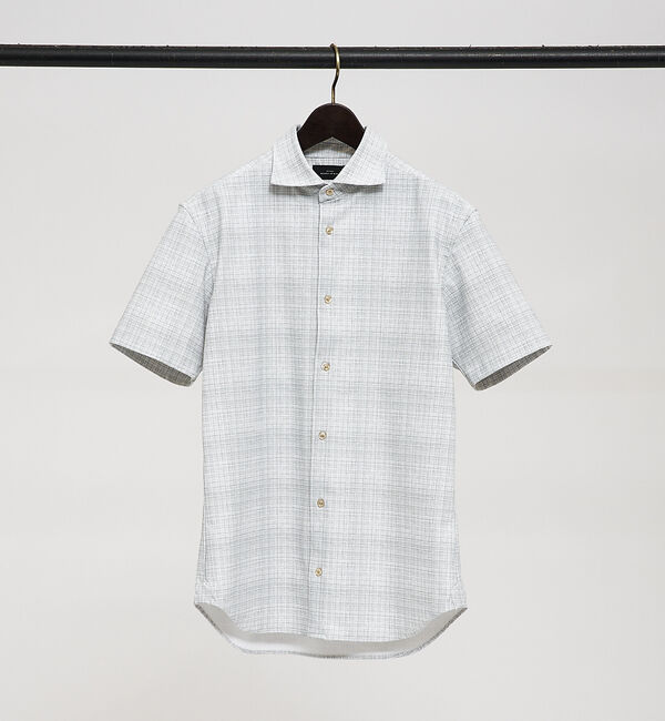 ABAHOUSE「【FLEX SHIRTS】接触冷感 スラブチェック 半袖シャツ」|シャツ・ブラウス|ライトグレー