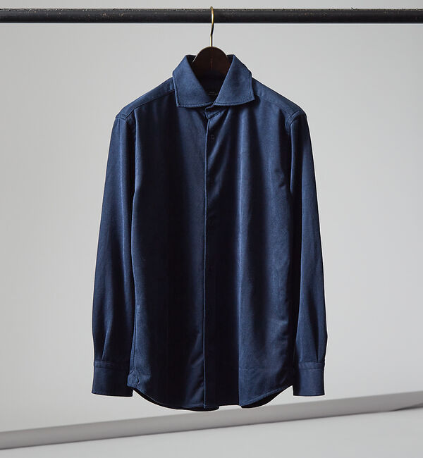 ABAHOUSE「【FLEX SHIRTS】ネオスウェード ツイル 長袖シャツ」|シャツ・ブラウス|ネイビー