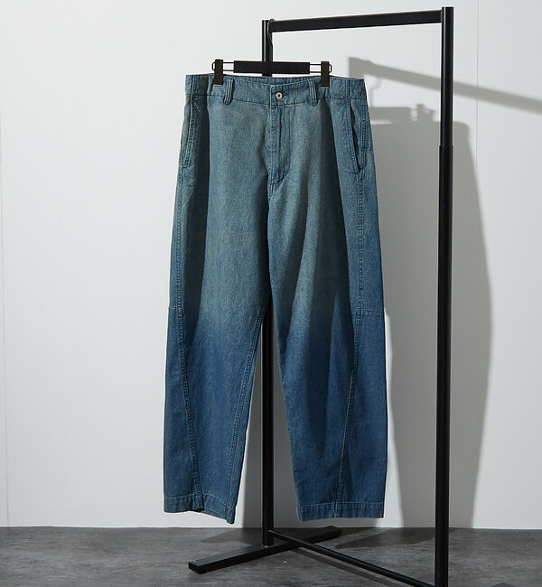 ABAHOUSE「【ヴィンテージ加工】 LIGHT CURVED DENIM /ワイドデニム/ライ」|デニム|ブルー