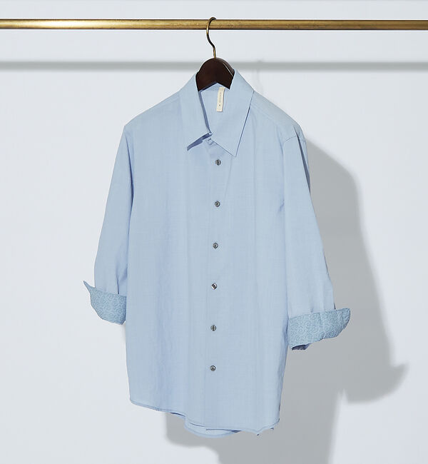 ABAHOUSE「【リネンタッチ】7分袖シャツ」|シャツ・ブラウス|サックスブルー