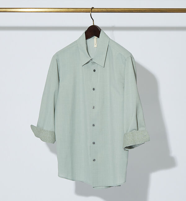 ABAHOUSE「【リネンタッチ】7分袖シャツ」|シャツ・ブラウス|セージグリーン