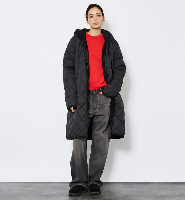 ABAHOUSE「【TAION / タイオン】シティ リバーシブル パイピングフード ダウン&times;ボア」|ダウン|