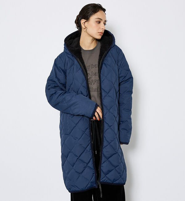 ABAHOUSE「【TAION / タイオン】シティ リバーシブル パイピングフード ダウン&times;ボア」|ダウン|