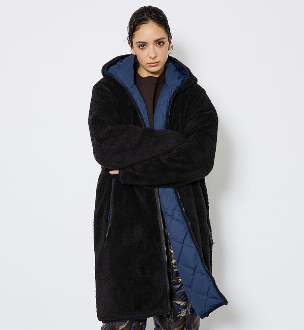 ABAHOUSE「【TAION / タイオン】シティ リバーシブル パイピングフード ダウン&times;ボア」|ダウン|