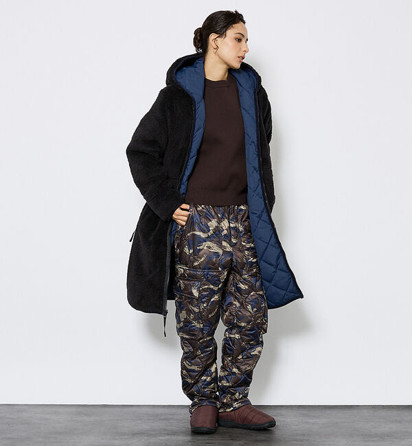 ABAHOUSE「【TAION / タイオン】シティ リバーシブル パイピングフード ダウン&times;ボア」|ダウン|