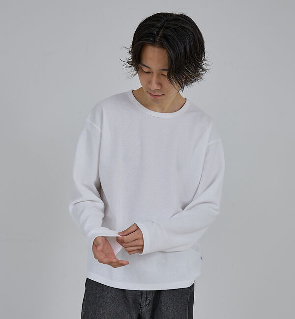 ABAHOUSE「【AH ABAHOUSE】モダン カノコ クルーネック ロングスリーブTシャツ」|Tシャツ・カットソー|ホワイト