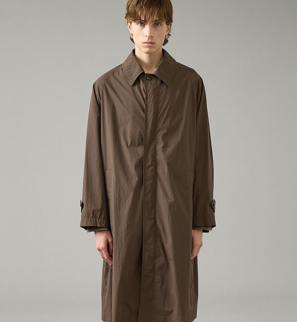 ABAHOUSE「クリスピーナイロン バルカラーコート / オーバーサイズ / 軽量 ストレッチ」|ステンカラーコート|