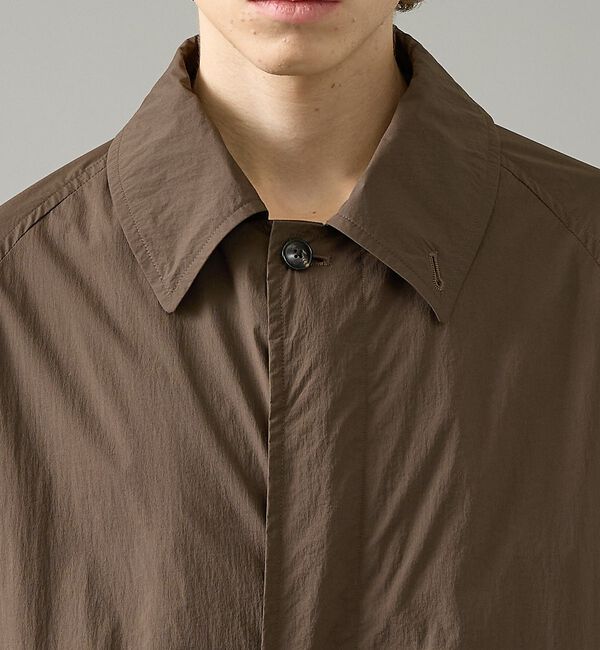 ABAHOUSE「クリスピーナイロン バルカラーコート / オーバーサイズ / 軽量 ストレッチ」|ステンカラーコート|