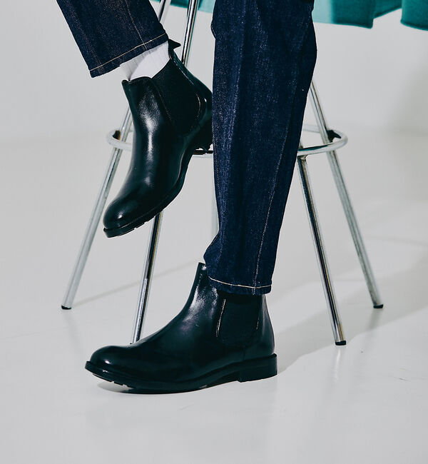 alfredoBANNISTER「【SHOO IN SHOE】カーフレザー チェルシーブーツ / サイドゴアブーツ」|ショートブーツ|ブラック