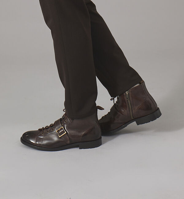 alfredoBANNISTER「【販売店舗限定】ベルトデザイン レースアップブーツ / ワークブーツ」|ショートブーツ|ダークブラウン