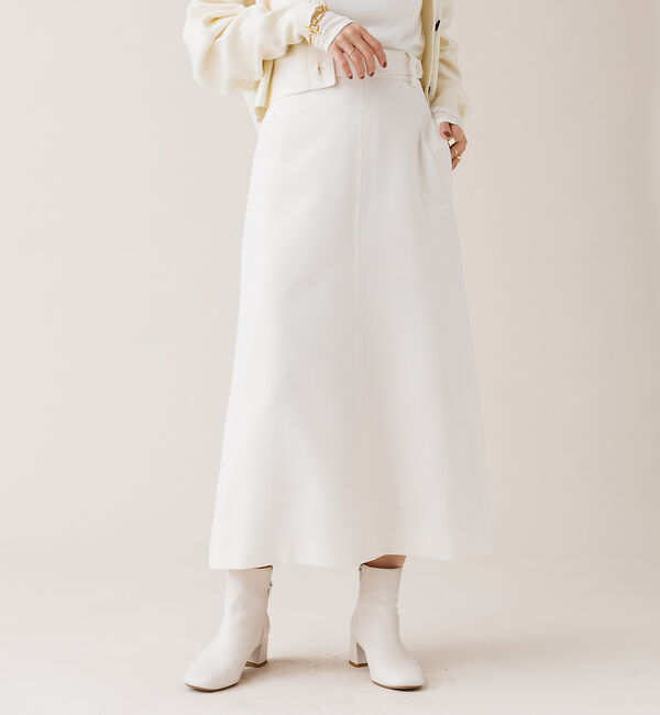 Rouge vif「【XSサイズ展開】 デザインベルトトラペーズスカート」|スカート|ホワイト