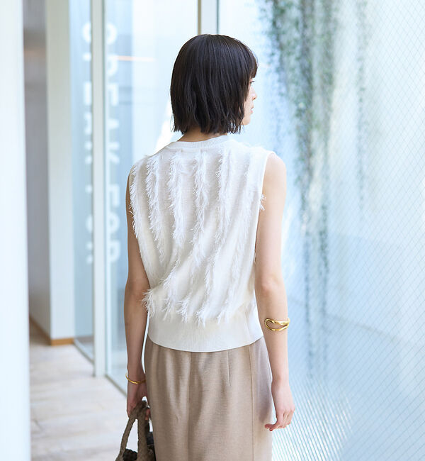 Rouge vif「フリンジニットノースリーブプルオーバー」|ニット・セーター|