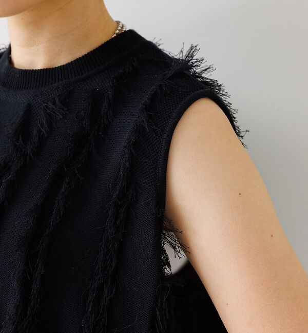 Rouge vif「フリンジニットノースリーブプルオーバー」|ニット・セーター|