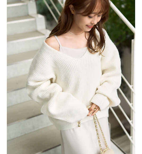 Rouge vif「【一部店舗限定】【2点セット】Vネックニット&times;キャミワンピセット」|ワンピース|