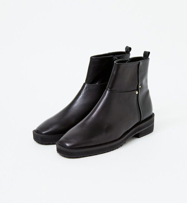 AU BANNISTER「【スノーソール】スクエアトゥ厚底フラットブーツ」|ショートブーツ|