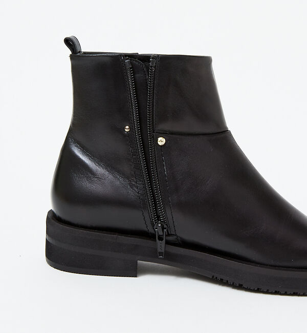 AU BANNISTER「【スノーソール】スクエアトゥ厚底フラットブーツ」|ショートブーツ|