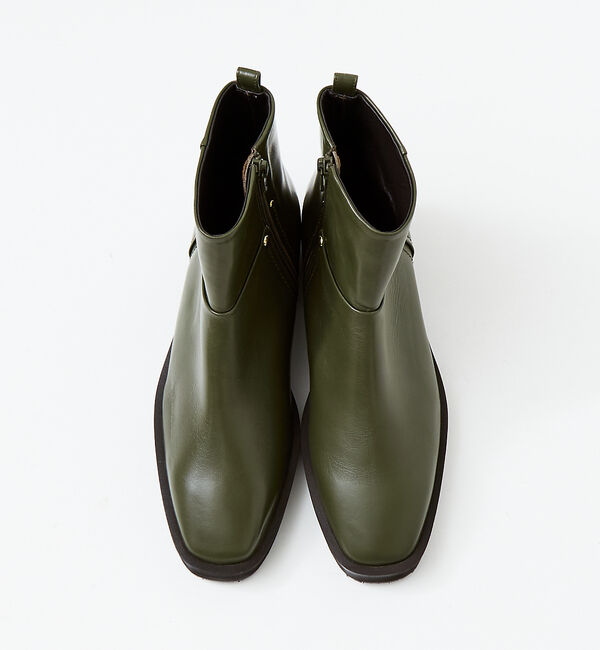 AU BANNISTER「【スノーソール】スクエアトゥ厚底フラットブーツ」|ショートブーツ|