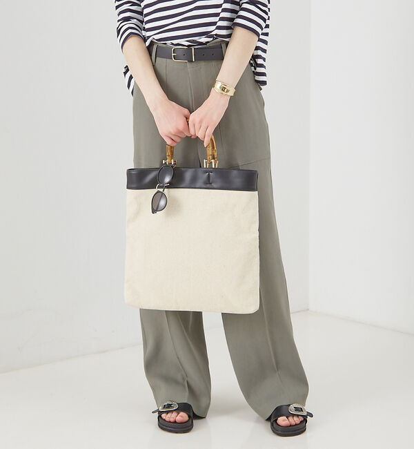 LOWELL things「バンブーハンドルファブリックトートバッグ」|トートバッグ|