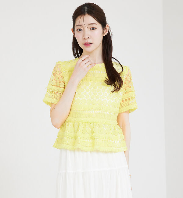 SELFIST「ケミカルレースペプラムブラウス」|シャツ・ブラウス|イエロー