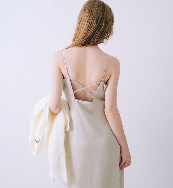 SELFIST「【一花さんコラボ】ニットカーデ＆サテンワンピースSET」|ワンピース|